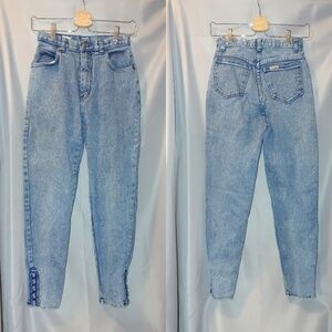 Vintage Pure Jeanswear High Rise Tapered Leg Acid Washed Jeans Ankle Braid 80s